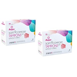 Beppy Dry Comfort Tampons Double Pack of 2 x 8 Pieces – Without Threads, Dry, Sponge Tampon, Freedom During the Period (Sauna, Swimming, Sports, Love)