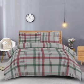 Heavy Soft 100% Cotton Flannel Duvet Covers, 3 Pieces Duvet Cover Set, Button Closer, Thick, Heavy and Ultra Soft Cotton Flannel, Dessines Plaid, Full/Queen
