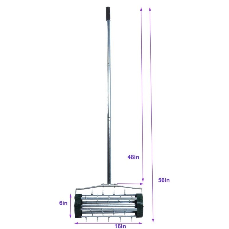QDXFL 16" Rolling Lawn Aerator Push Tine Spike Soil Lawn