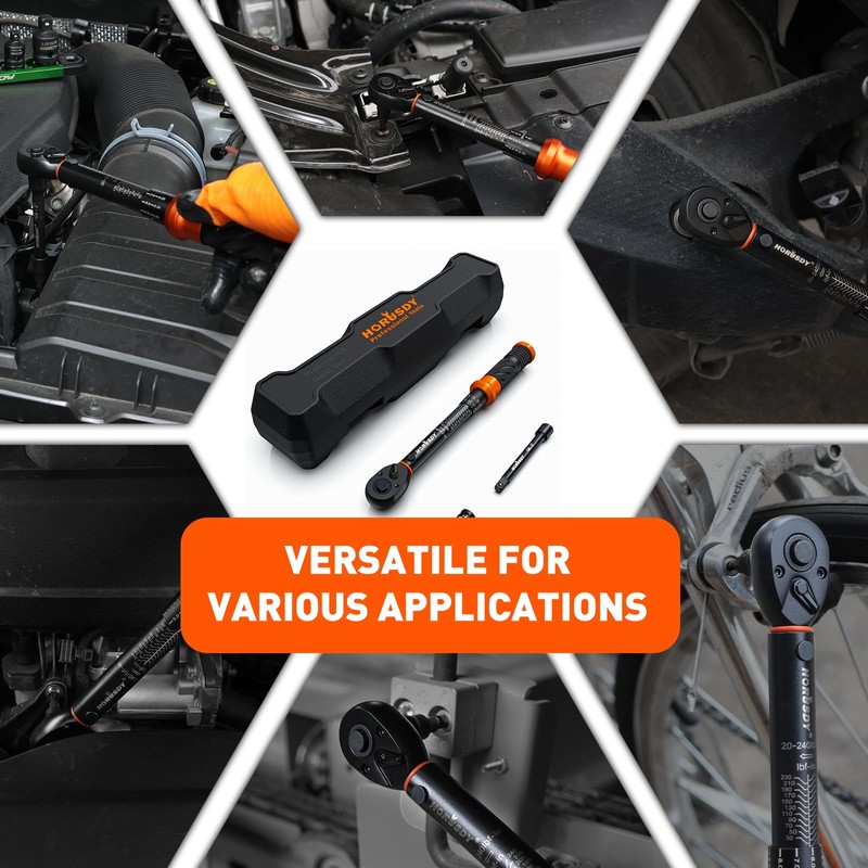 HORUSDY 1/4" Torque Wrench 4PCS Set, 20-240 in-lb Click Torque