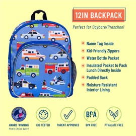 Wildkin 12 Inch Kids Backpack for Toddlers, Boys & Girls, 600 Denier Polyester Backpack for Kids, Ideal Size for School & Travel Backpacks, Mom's Choice Award Winner, BPA-free (Heroes)