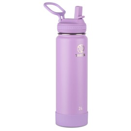 Takeya Actives 24 oz Water Bottle with Straw Lid - Double Wall Stainless Steel Insulation - Dishwasher Safe & BPA-Free - Removable Bumper - Lilac