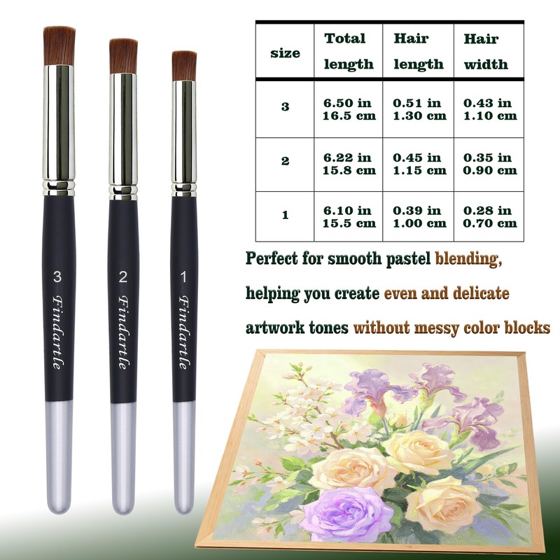 Findartle Blending Paint Brush,3 Pcs Pastel Blending Paint Brushes
