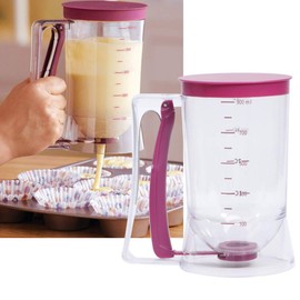 UPKOCH Pancake Batter Dispenser with Measuring Label for Baking Cupcakes Waffles Cakes and Muffins