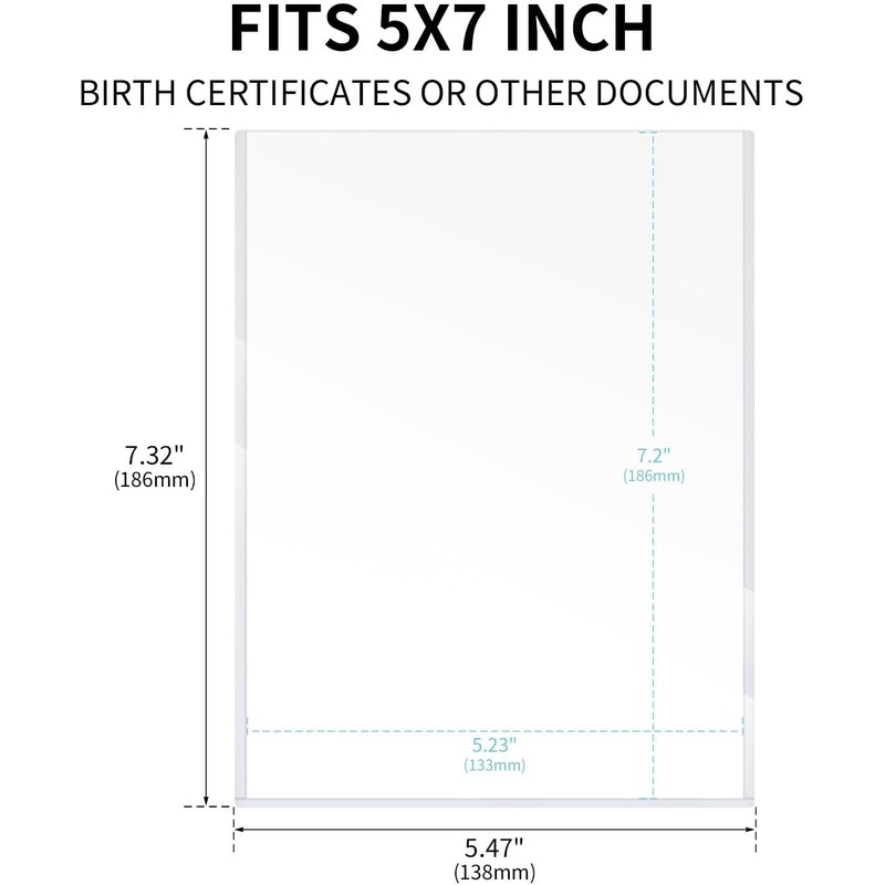 5" x 7" Rigid Print Protectors,Clear Waterproof Hard Plastic Page