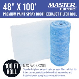 Master Elite Premium Paint Spray Booth Exhaust Filter Roll, 48" x 100' - 18 Gram Heavy-Duty Fiberglass Paint Arrestor - Captures Traps Overspray Paint Particles in Auto Car Autobody Refinish Booths