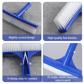 Pool Cleaning Brush for Swimming Pool Cleaning - Pool Brush Made of Durable Plastic - for Pool Wall and Floor - 26 cm Wide Pool Broom Head