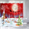 Fabric Shower Curtain with Art Christmas Village Printed for Bathroom