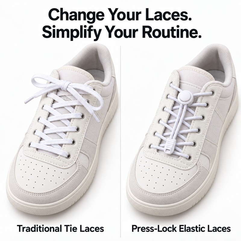 Elastic No-Tie Shoelaces with Button Lock – Stretch Round Laces