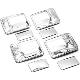 Ormax Triple Chrome Door Handle Cover 4D with Passenger Keyhole for 1999-2016 Ford F250/F350 Superduty / 00-05 Excursion