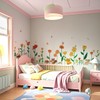 LOMILY Girl Room Flowers Wall Stickers Large,Kids Bedroom Wall Decals,Daycare