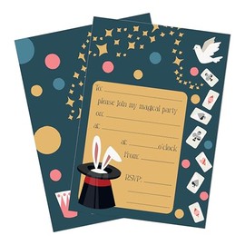 M & G Mustard & Gray Childrens Party Invitations (x12 Invites Only, Magic)