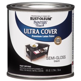 Rust-Oleum 1974730-6PK Painter's Touch Latex Paint, Half Pint, Semi-Gloss Black, 6 Pack, 8 Fl Oz (Pack of 6)
