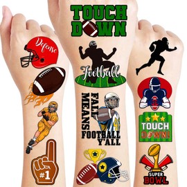 8 Sheets (72PCS) Football Tattoos Sports Themed Birthday Party Decorations Favors Supplies Decor Stickers For Kids Boys Girls Gifts Classroom School Prizes Rewards