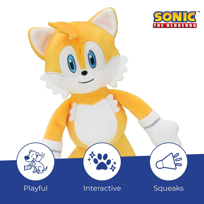 Multipet Sonic Tails Plush Dog Toy, 9-inch