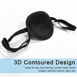 Parche médico para ojos, 2 parches para ojos para adultos, cómodo parche 3D, parches ajustables para ojos perezosos para adultos y niños, para