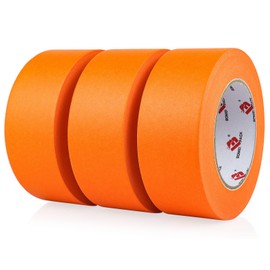 BOMEI PACK 3 Rolls Painters Tape 2 inch Wide, Medium Adhesive Green Masking Tape 2 inch x 60 Yards (180 Total Yards) for Painting, DIY Crafting, Decoration (Orange)