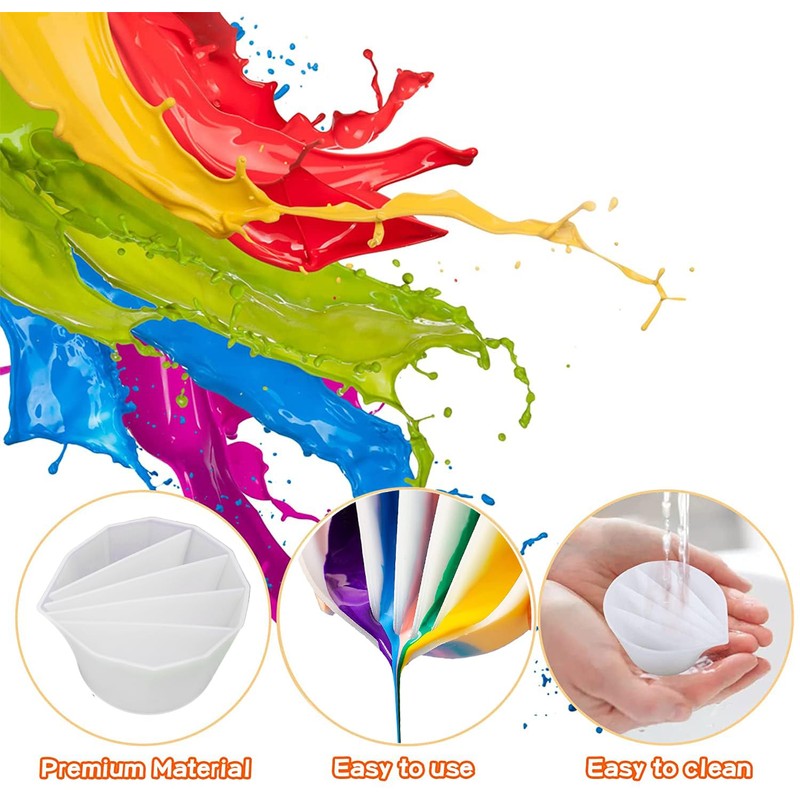 6PCS Acrylic Pouring Strainers, Paint Pouring Cups, Plastic Flower Strainers