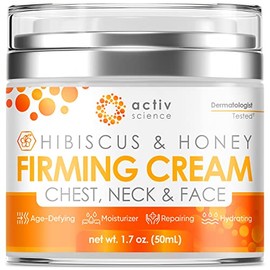 ACTIVSCIENCE Crema Reafirmante Hibiscus & Honey, Crema Reafirmante De Cuello, Crema Estiradora De La Piel, Loción Reafirmante Y Estiradora De La Piel, Reduce El Aspecto De Líneas Del Cuell