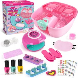 AuntyFey Kit de spa infantil Auntyfey para niñas de 8, 10 y 12 años. Manicura y pedicura para pies. Kit de pedicura y spa para niñas con set de spa para niñas, regalo de Navidad y cumpleaños
