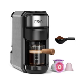 HBN 3-in-1 for Nespresso Capsule & K-Cup Pods & Ground Coffee Multi Coffee Maker Single Serve, 19Bar Programmable One-Touch Brewing Espresso Machine, 20oz Removable Water Tank, 1450W Fast Heat
