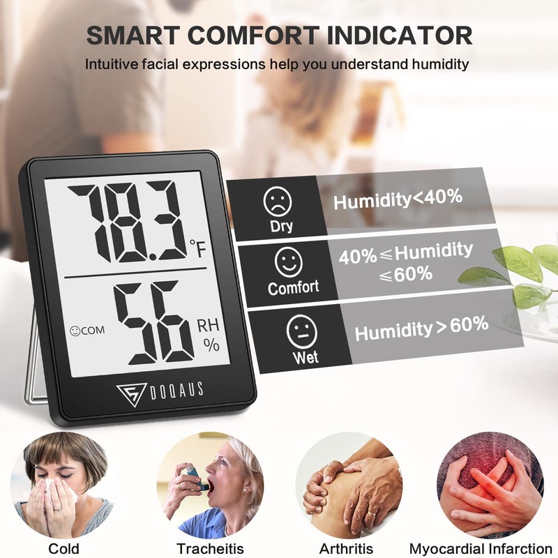 DOQAUS Digital Hygrometer Indoor Thermometer, Humidity Meters, Room Thermometer and