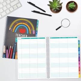 GoiUnlt Teacher Planner 2025-2026, JUL. 2025 – JUN. 2026, Lesson Planner 2025-2026 Academic Year, with Tabs, Thick Paper, 2-Sided Pocket, 8.6″ x 11″ Daily Weekly and Monthly Calendar with 8 Periods