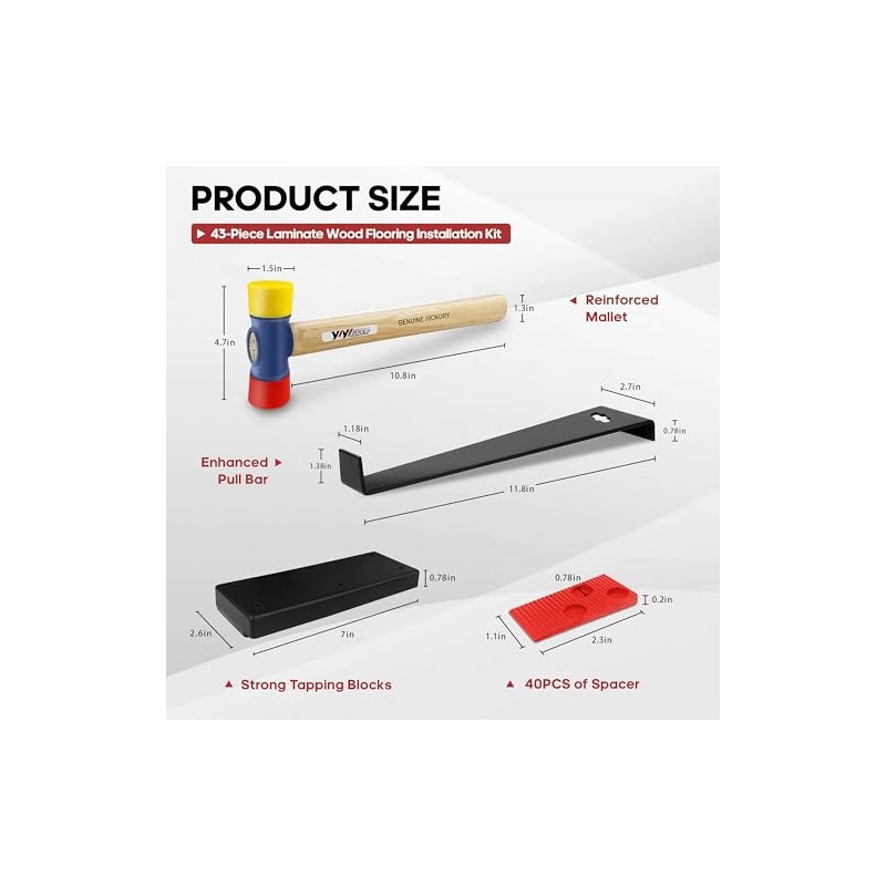 YIYITOOLS 43Pcs Laminate Wood Flooring Installation Kit,LVP Installation Kit,Vinyl Flooring