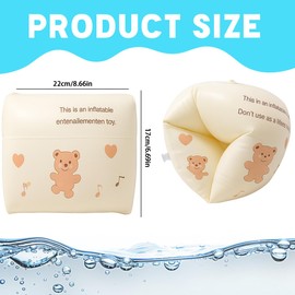 JUGUTA Swimming Aid for Toddlers, Armbands with Unbreakable PE Foam Core for Learning to Swim 1-6 Years, 0-30 kg (Bear Pattern)