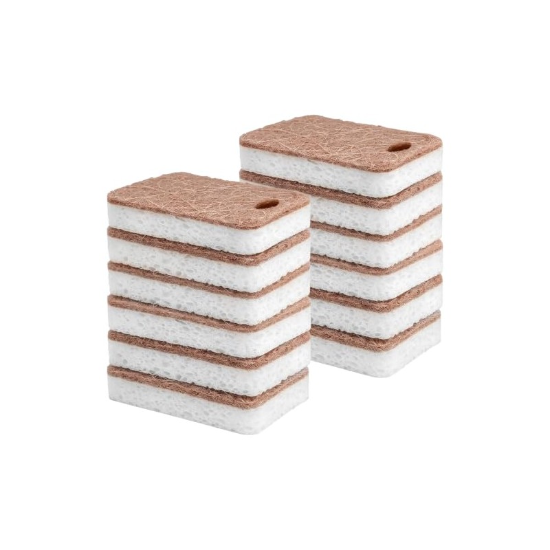 Esponja para Trastes Natural 12 Piezas, Estropajo Resistente Sin Rayos,