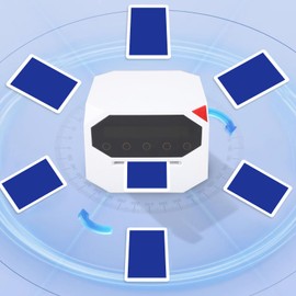 Automatic Card Shuffler and Dealer 2 in 1, Automatic Card Dealer Machine, 360 Rotating 2 Decks Card Shuffler, for Board Games and Poker Games (White)