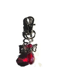 Crystal ANGEL (red faceted) charm bag clip remembrance themed gift, guardian angel present, in memory angels gift, Xmas stocking filler favors