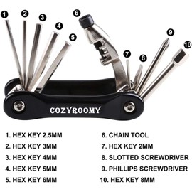 COZYROOMY Bicycle Repair Kit – Saddle Bag, Bicycle Tool Set with Bicycle Bag and Bicycle Multi-Tool, Chain Tool, Bicycle Tyre Tool, silver