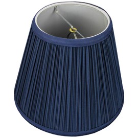 FenchelShades.com Lampshade 5" Top Diameter x 9" Bottom Diameter x 7" Slant Height with Clip-On Attachment for Standard Edison-Style Lightbulb (Pleated Mushroom Navy Blue)