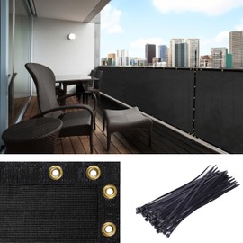 Amgo Custom Made 3' x 154' Black Balcony Privacy Screen, Apartment Porch Railing Patio Fence Windscreen Fabric Cloth, Heavy Duty, Commercial and Residential, 90% Blockage (We Customize)