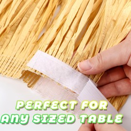 105 ft Natural Raffia Grass Table Skirts Fringes Hawaiian Luau Straw Grass Skirt for Tropical Hawaiian Party Tiki Bar Roof Decoration Summer Beach Party Decorations, 157 x 12 Inch, 8 Pcs in Total
