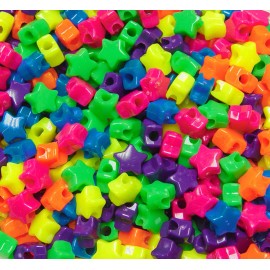 JOLLY STORE Crafts Neon Multi Colors Star Pony Beads 100pc Made in USA