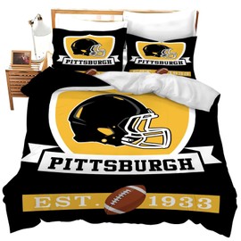 Pittsburgh King Bedding Set Football Sports Home Room Decor 3 Pieces Comforter Set Includes Comforter 1 Cover and 2 Pillow Shams for Boys Girls Teens Women Men Football Team Players Lover