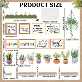 Justforjoyful Plant Inspirational Bulletin Board Set Jesus Bible Verse Learning Bulletin Board Christian Potted Motivational Cutouts Greenery Religious Classroom Wall Chalkboard Decor for Home School