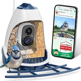 Smart Bird Feeder with Camera, Dual Seed Chambers&Squirrel-Proof, Solar-Powered HD Camera Birdfeeder with Free AI Birds Species Recognition, Real-Time App Alerts–Ideal Gift for Bird Lovers, Dark Blue