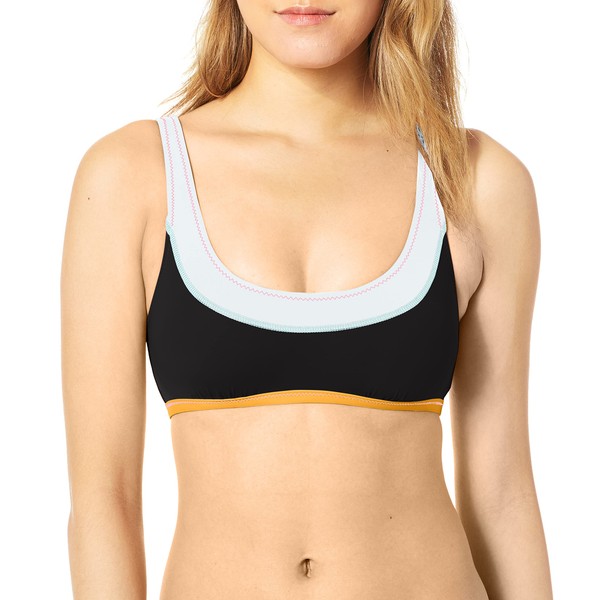 Hobie Junior's Standard Bralette Hipster Bikini Swimsuit Top, Black//Stitch Perfect,