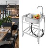 Stainless Steel Single Basin Kitchen Sink Simple Laundry Sink +Faucet