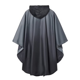 SaphiRose Adults Rain Poncho Waterproof Raincoat Women Gradient Hood with Pocket(Gradient Grey)