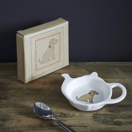 Sweet William Teabag Dish, Teapot Shape, Cocker Spaniel Golden