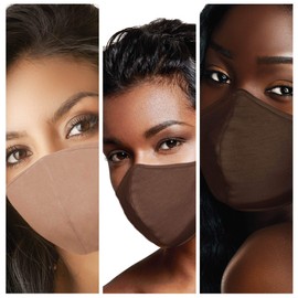 DALIX Skin Tone Face Mask 3 Layer Filter Pocket Nose Piece Dark Tone - L-XL (3-Pack)