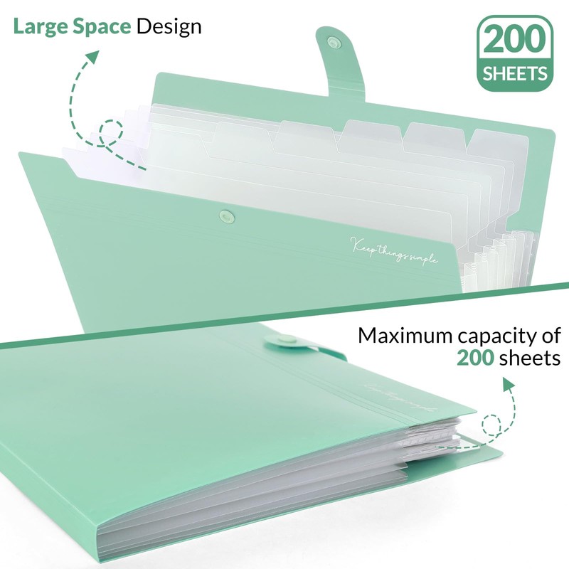 KONVINIT File Folder a4 with 8 Pockets - Expandable Folder