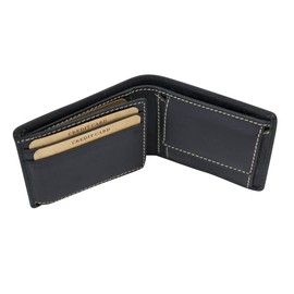 LEAS Mini Wallet Super Thin Small Wallet with Gift Box in Used Look Genuine Buffalo Leather Vintage Collection 10.5 x 8.5 x 1 cm (W x H x D) (Black), black, Classic