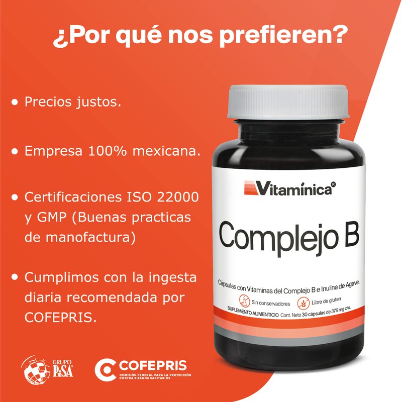 Complejo B | Vitamínica | 90 cápsulas de 376 mg