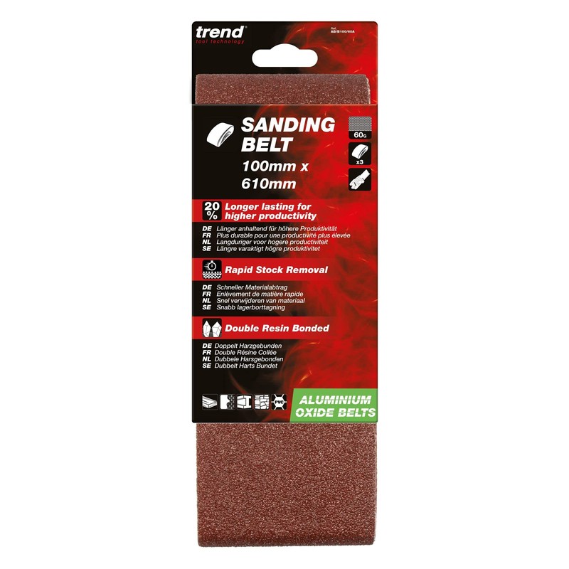 Trend Aluminium Oxide Sanding Belt 100mm x 610mm 60 Grit