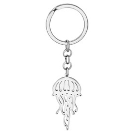RAIDIN Stainless Steel Cute Ocean Animal Jellyfish Keyring Key Ring Jewellery Gifts for Women Girls Car Purse Key Accessory, Silver-160